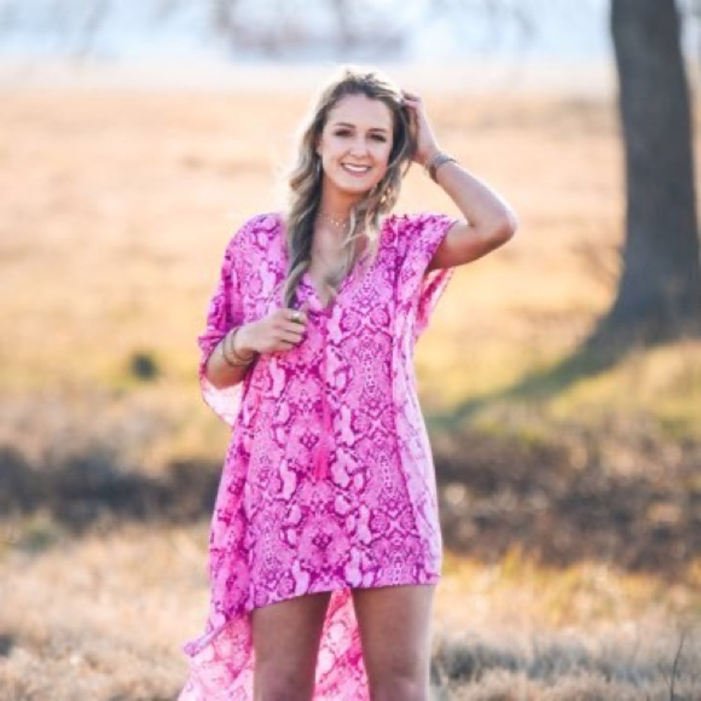 Buddy Love Pink Snakeskin Print Hi Low Dress Size Small/Medium